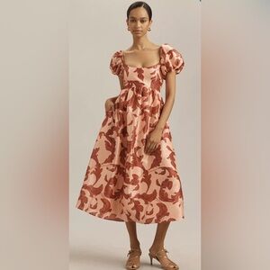 Hutch Marian Puff Sleeve Scoop Neck Midi Dress